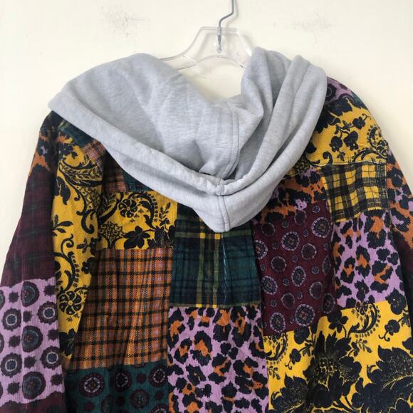 Urban Outfitters Men's Hooded Patterned Corduroy Overshirt Multicolor Size M - Picture 7 of 9